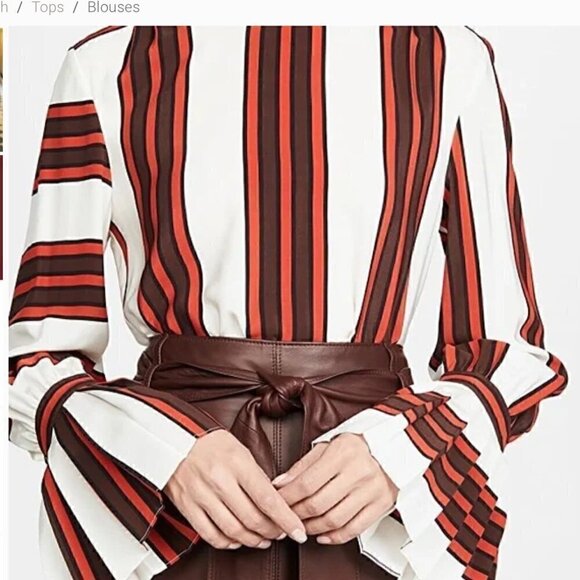 Tory Burch Silk Top Frill Sleeve Blouse NWT 0 - Picture 4 of 8